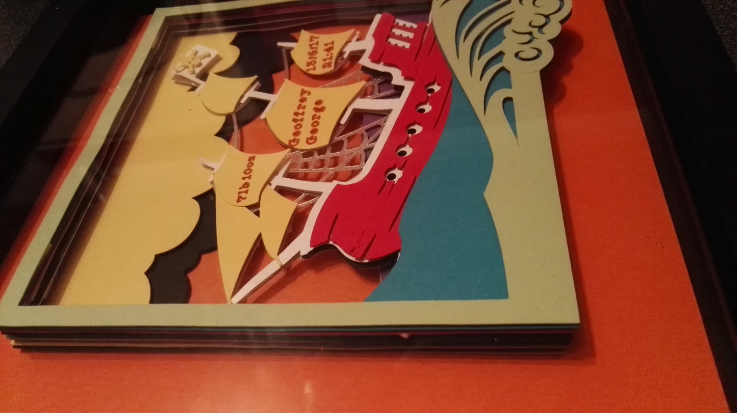 Ship on waves papercut