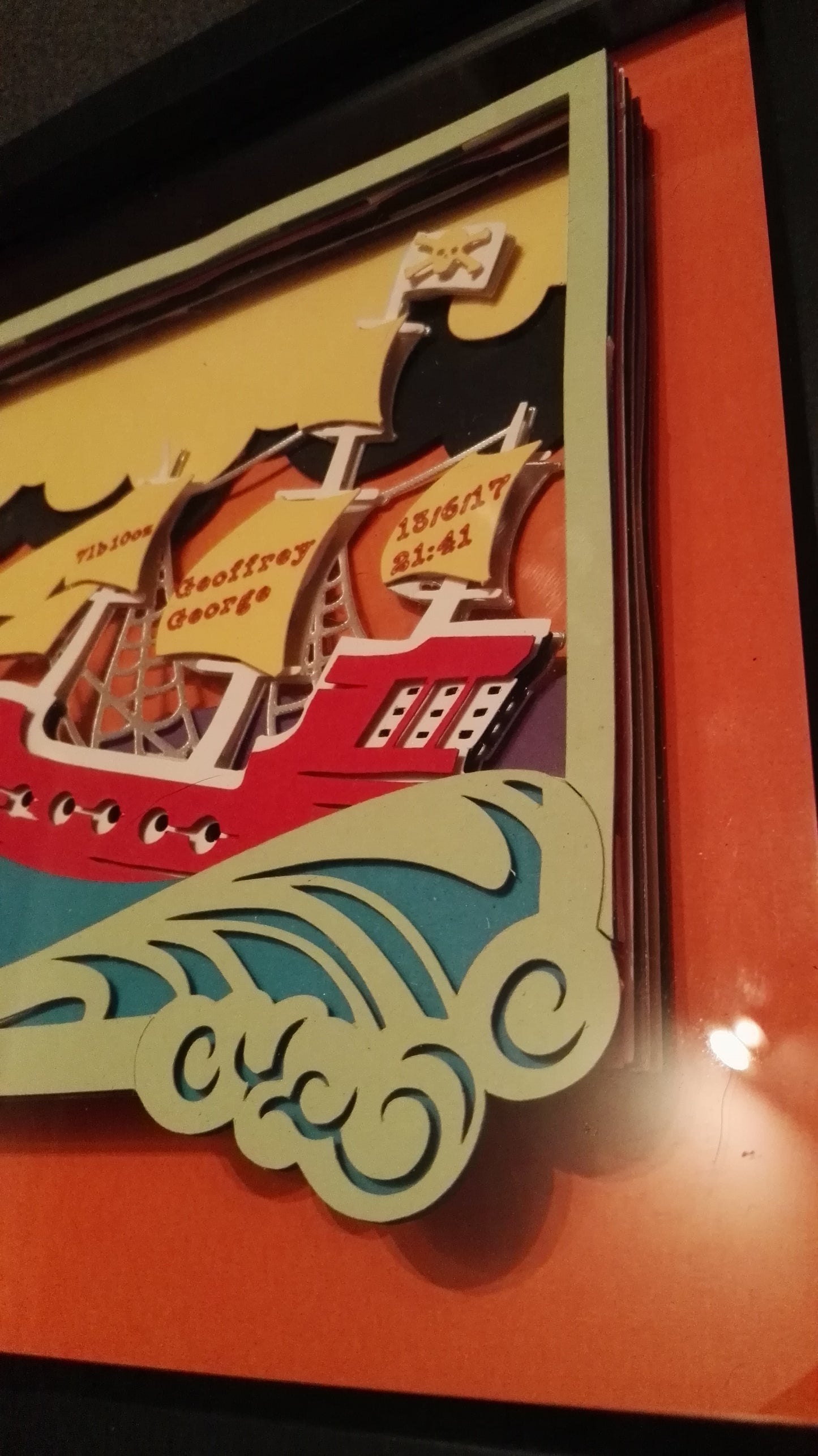 Ship on waves papercut
