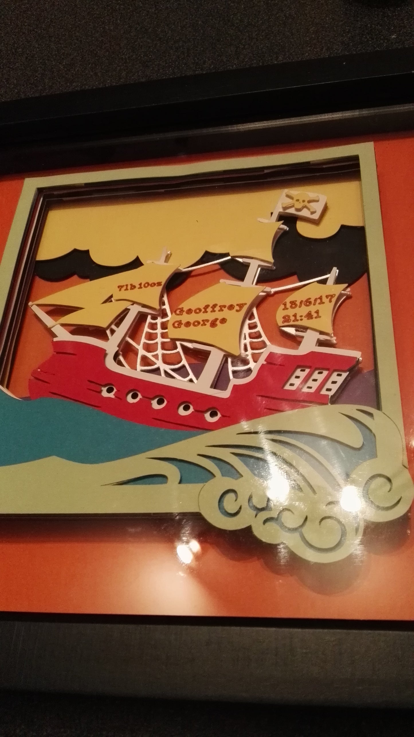 Ship on waves papercut