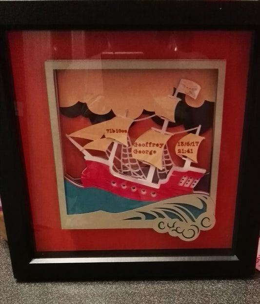 Ship on waves papercut