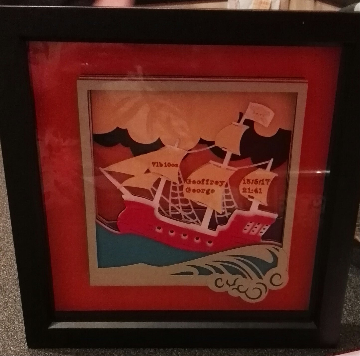 Ship on waves papercut
