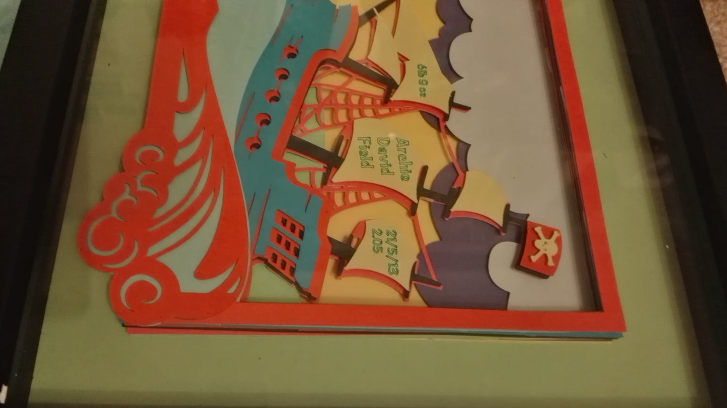 Ship on waves papercut