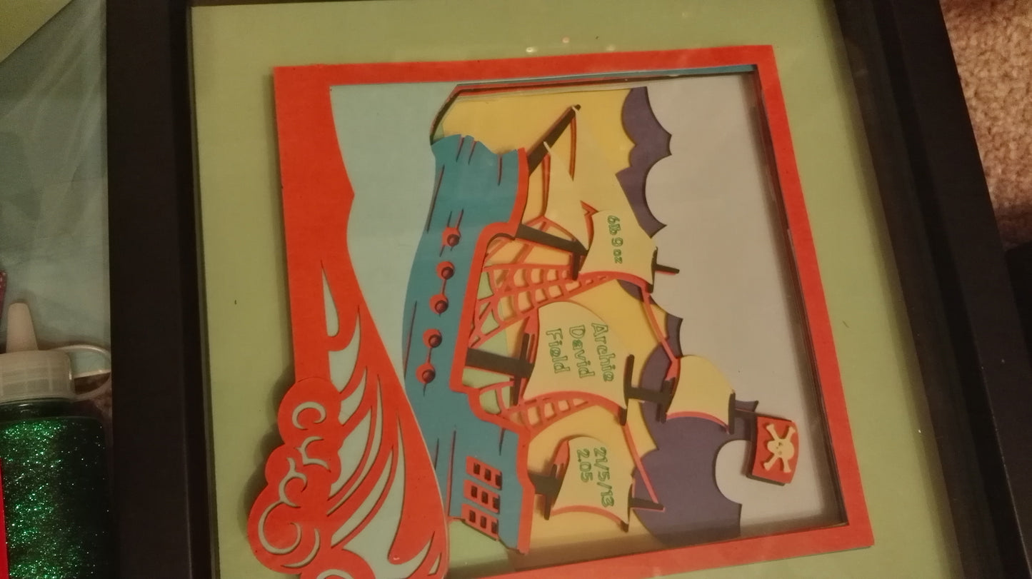Ship on waves papercut
