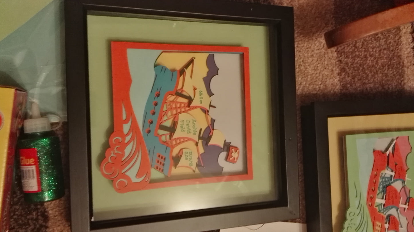 Ship on waves papercut