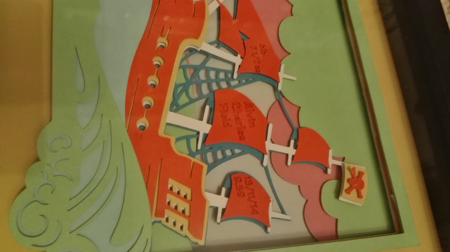 Ship on waves papercut