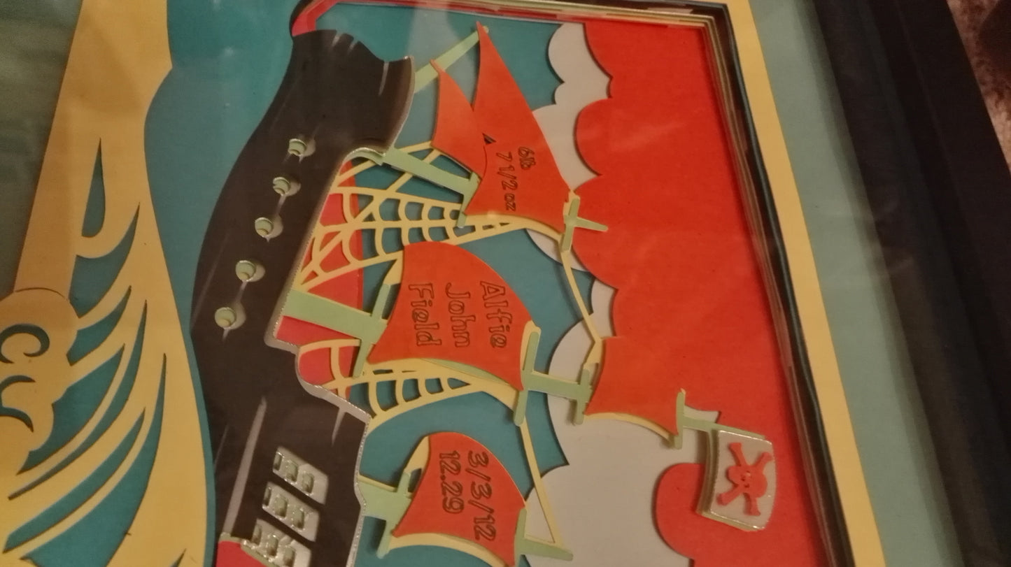 Ship on waves papercut