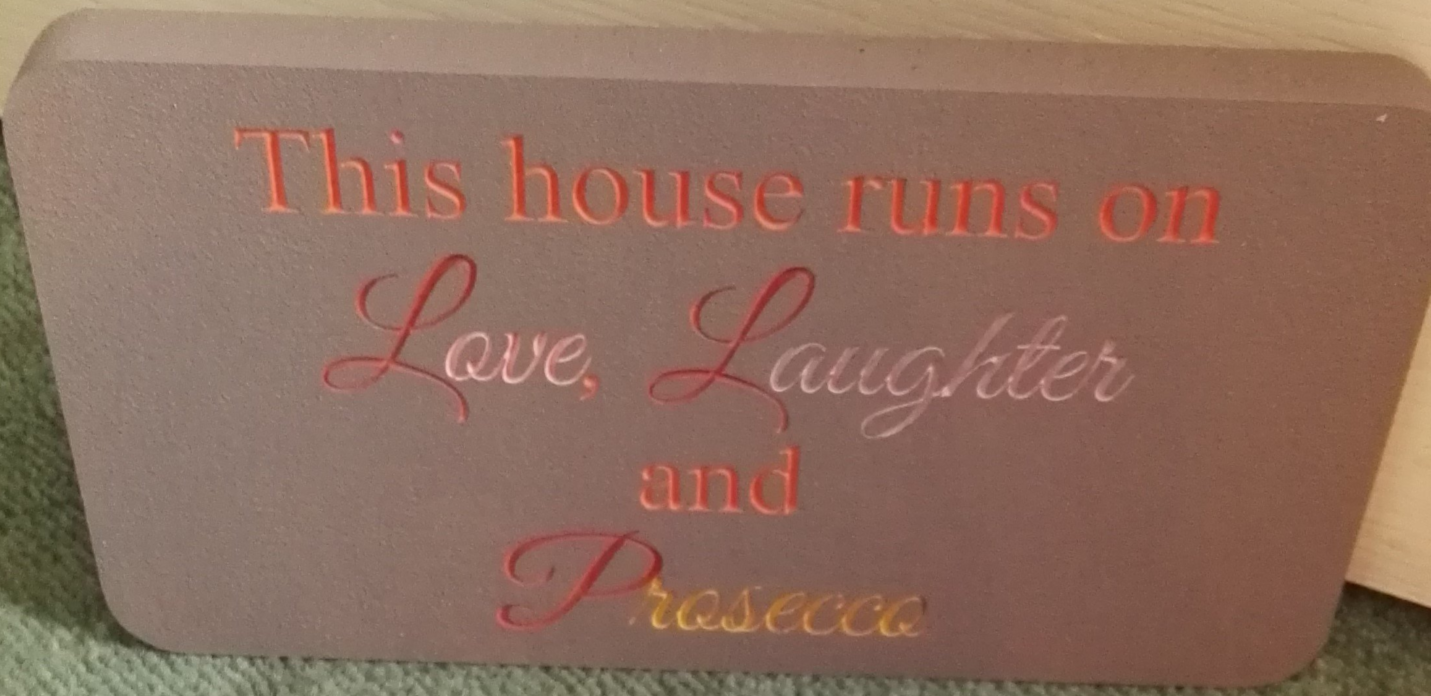 This house runs on love ,laughter and prosseco freestanding plaque