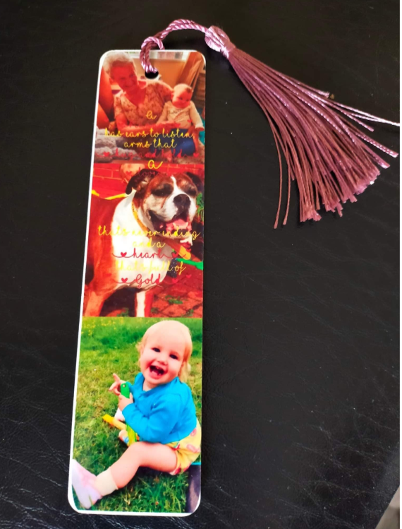 Sublimation printed Aluminium bookmark.