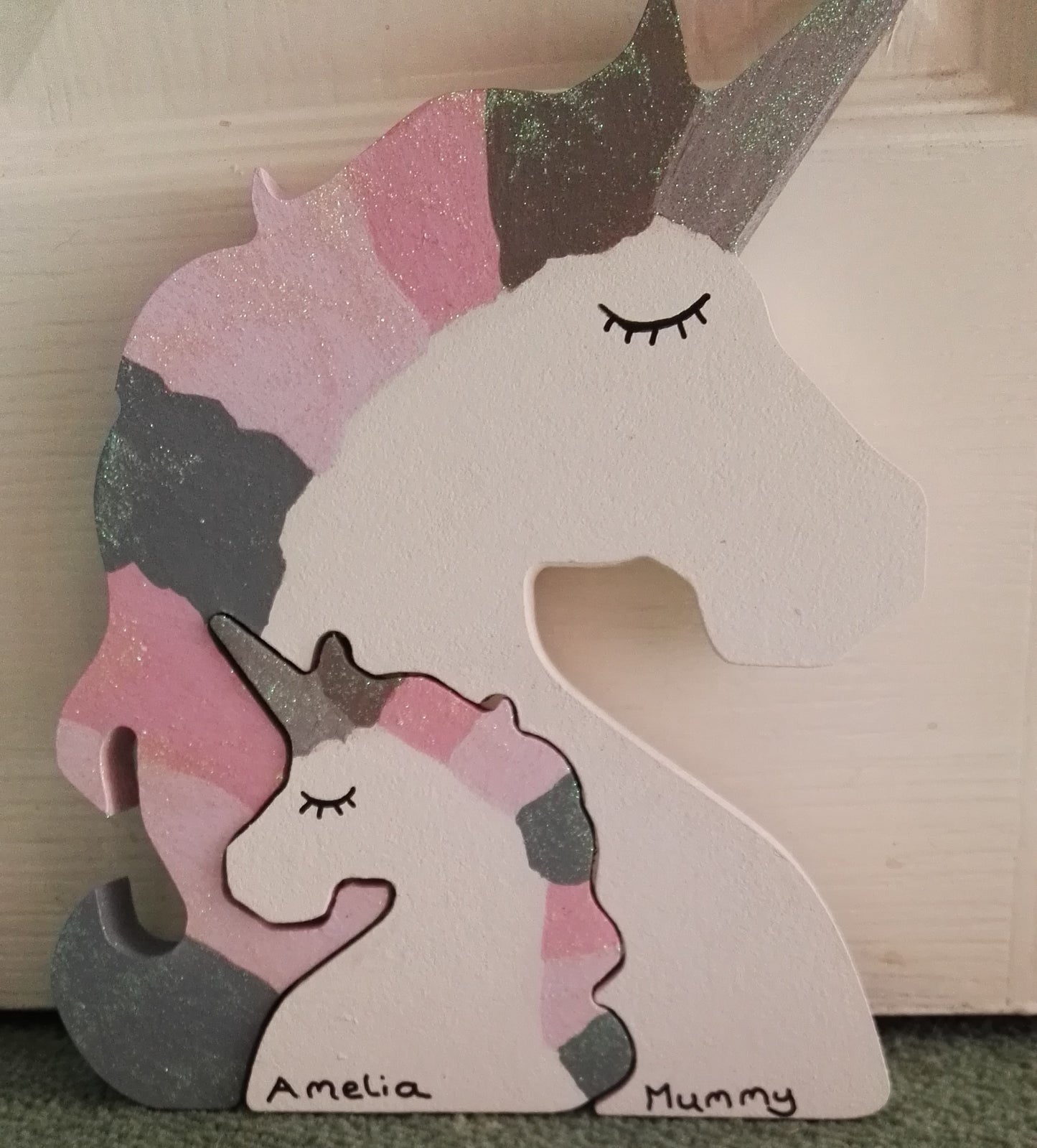 Interlocking Unicorn Adult and baby
