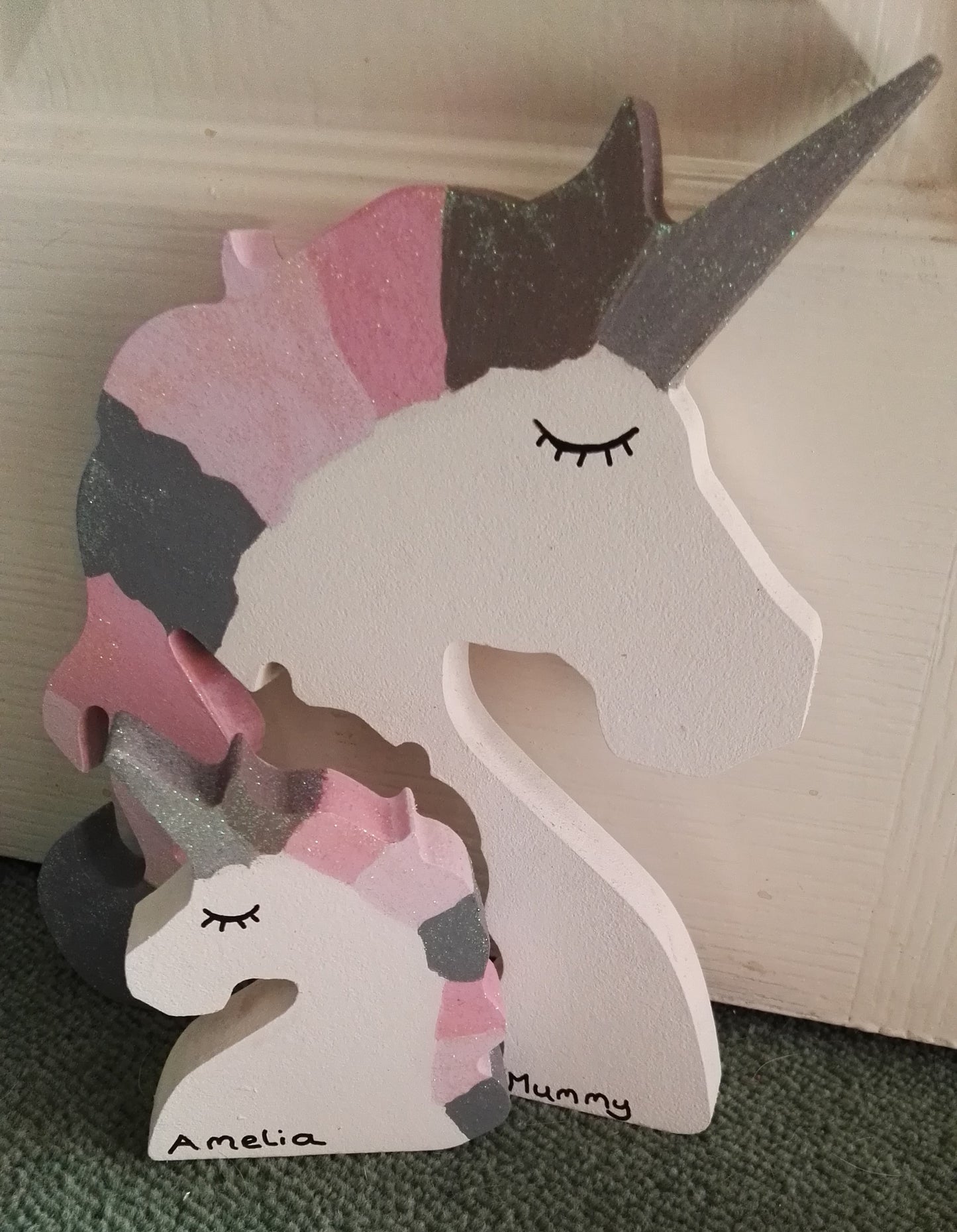 Interlocking Unicorn Adult and baby