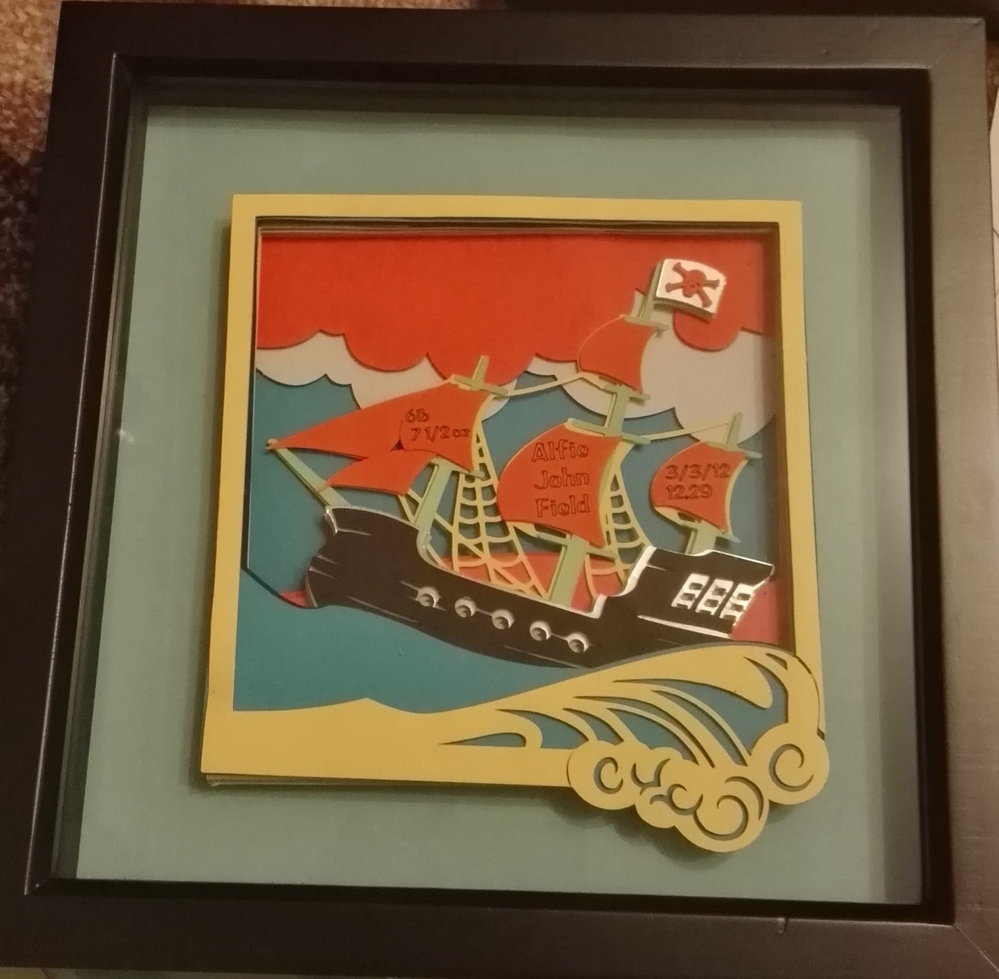 Ship on waves papercut